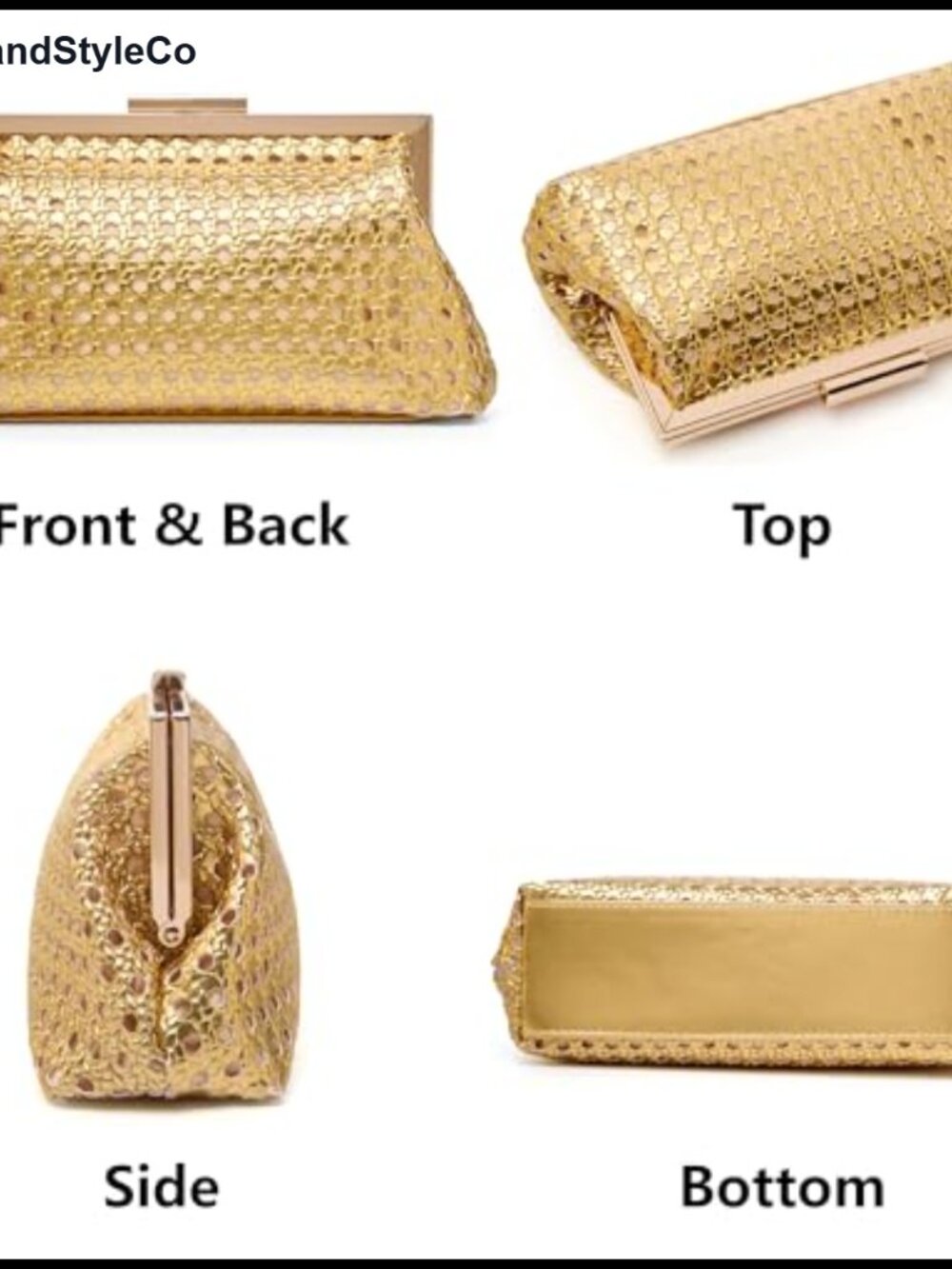 Textured Evening Clutch Purse with Removable Chain – Formal Clutch - Picture 5 of 5